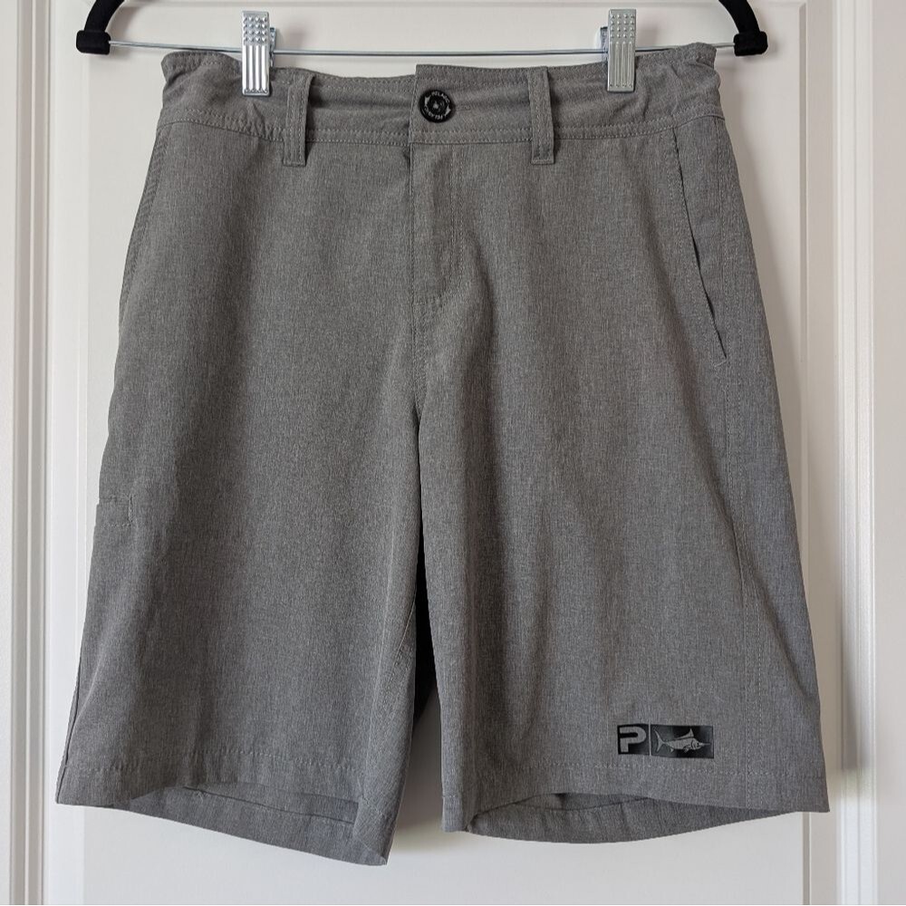 Pelagic Youth Boys Size 27 L Deep Sea Hybrid Gray Shorts Water Activated Pattern